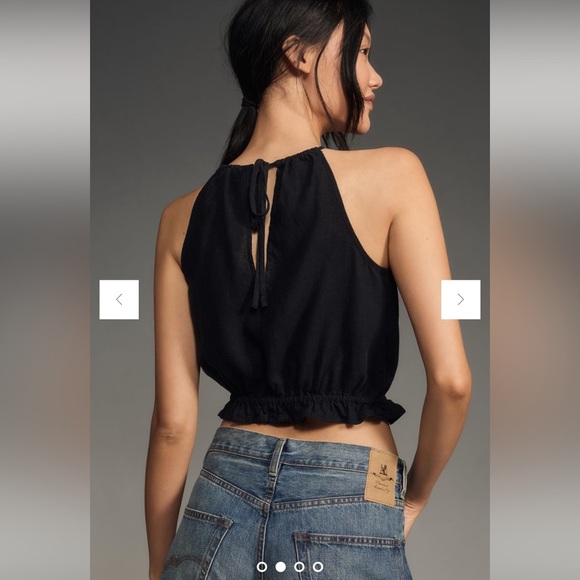 Anthropologie Pilcro Cropped Linen Halter Top, - Picture 2 of 10